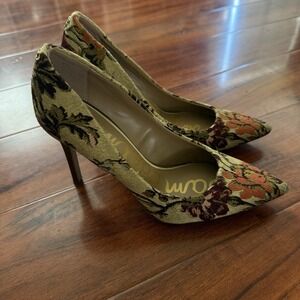 Sam Edelman Hazel Pumps Stiletto Heel Pointed Natural Floral Size 6.5